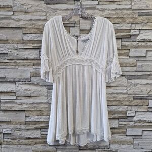 Baltic Born Mini Dress XL White Swiss Dot Lace Boho Romantic Cottagecore